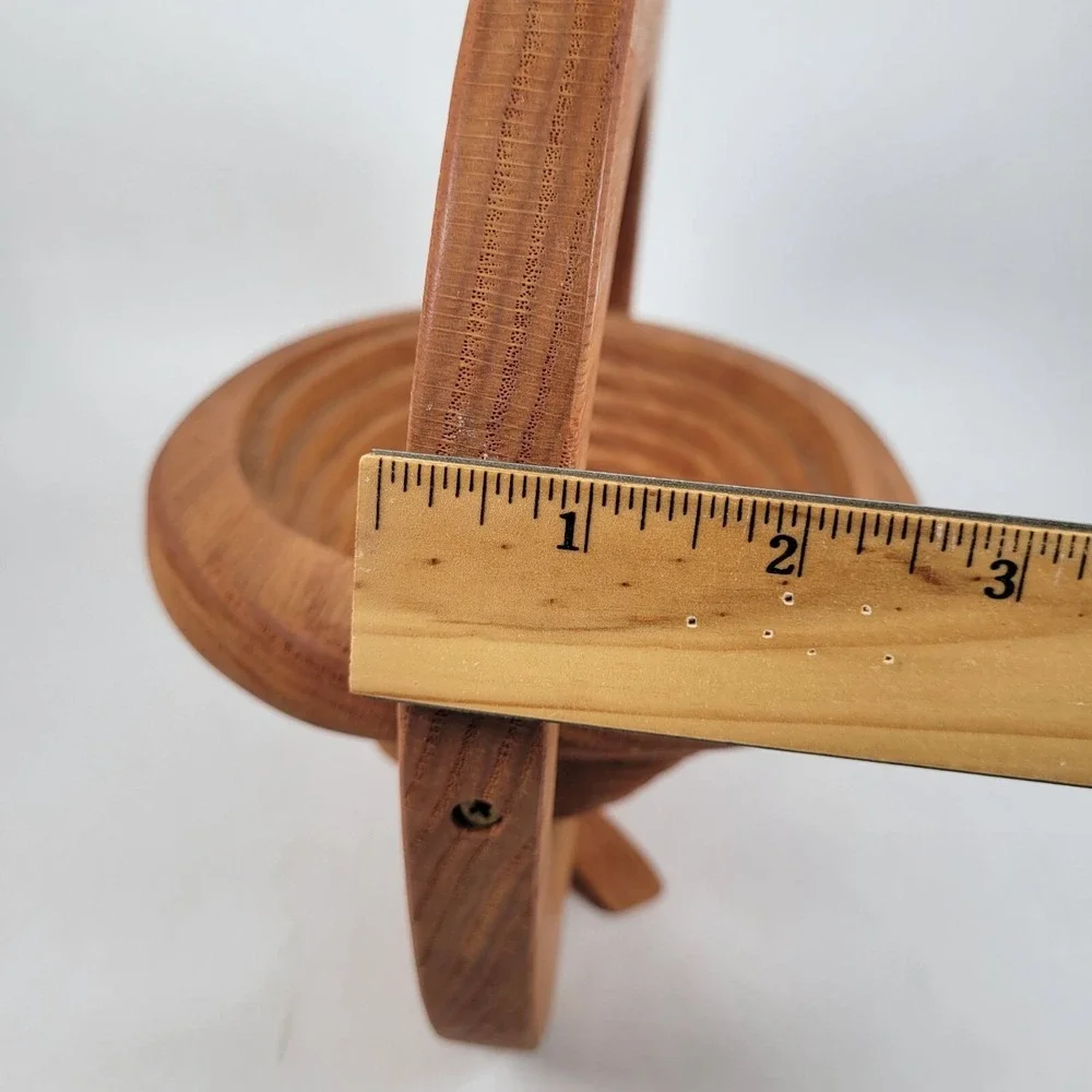 Vtg Wooden Ways Collapsible Apple-Shaped‎ Standing Wooden Basket Bowl Farmhouse